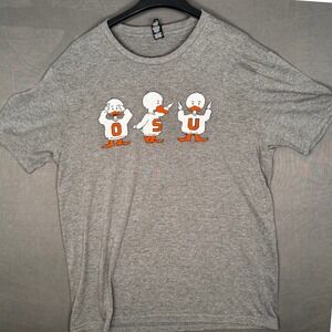 OSU College Ducks Graphic T-Shirt Large Heather Gray District Perfect Tri Campus